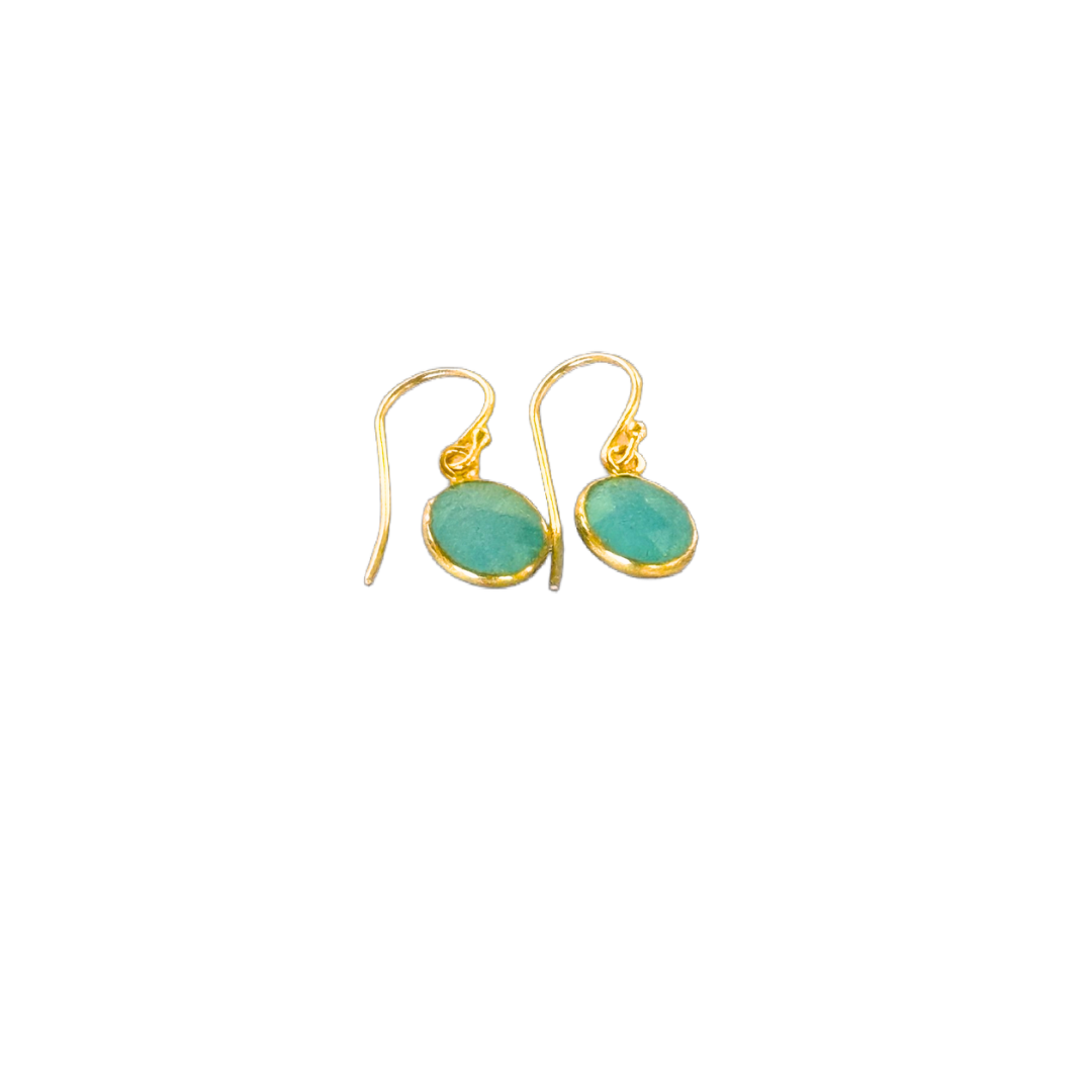 Aqua chalcedony gold drop earrings