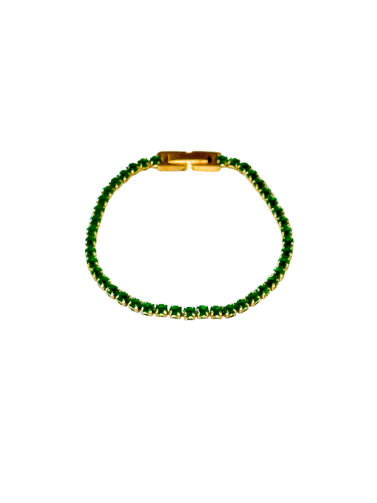 Green and gold diamante bracelet