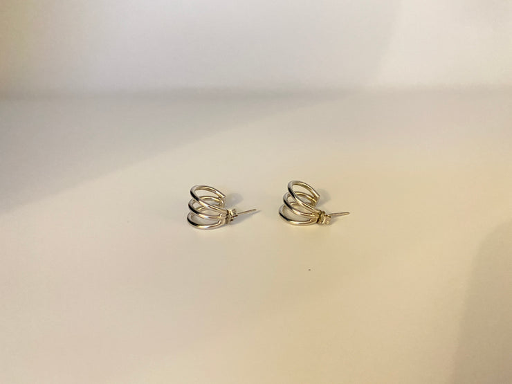 silver jewelry, silver earrings, illusion hoops, one piercing, 3 in 1 hoops, silver jewellery